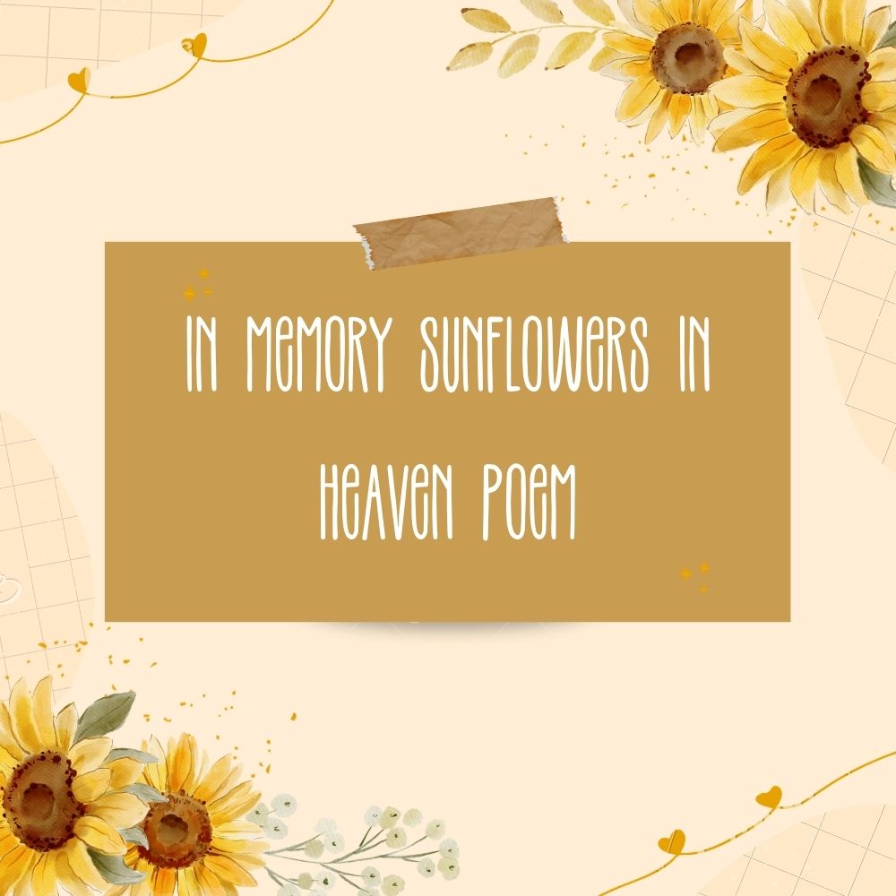 In Memory Sunflowers in Heaven Poem Meaning of Poem and Top Memorial