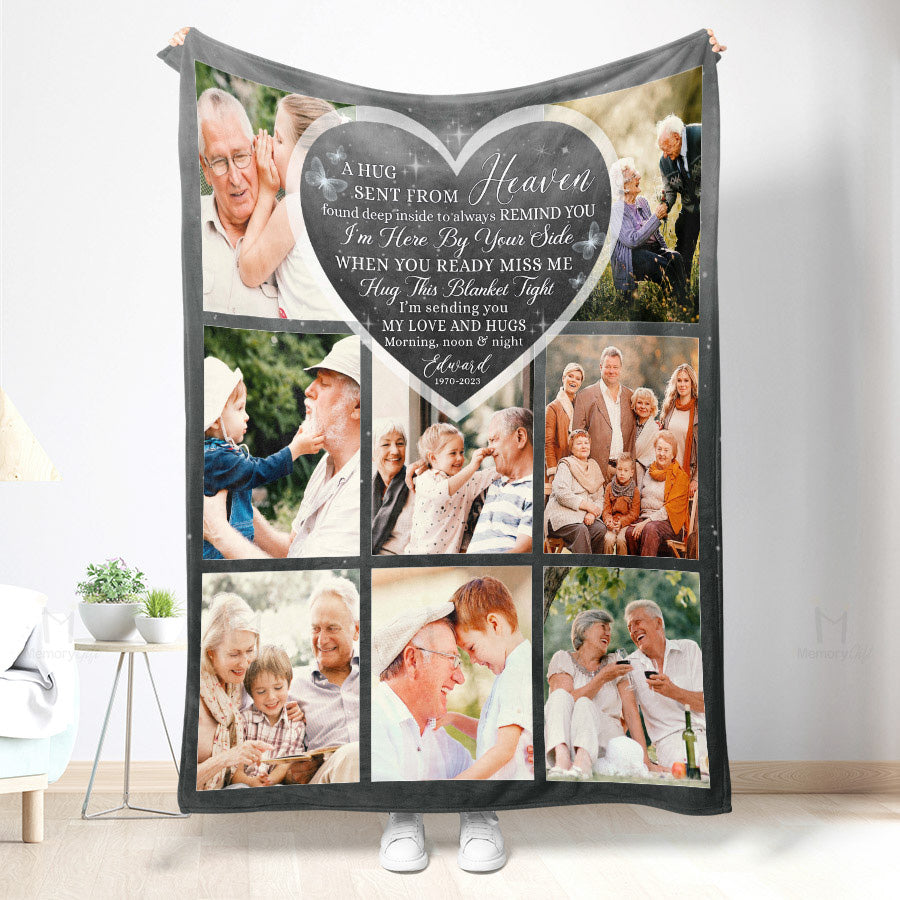 Funeral Blanket With Picture Memory Picture Blankets A Hug Sent