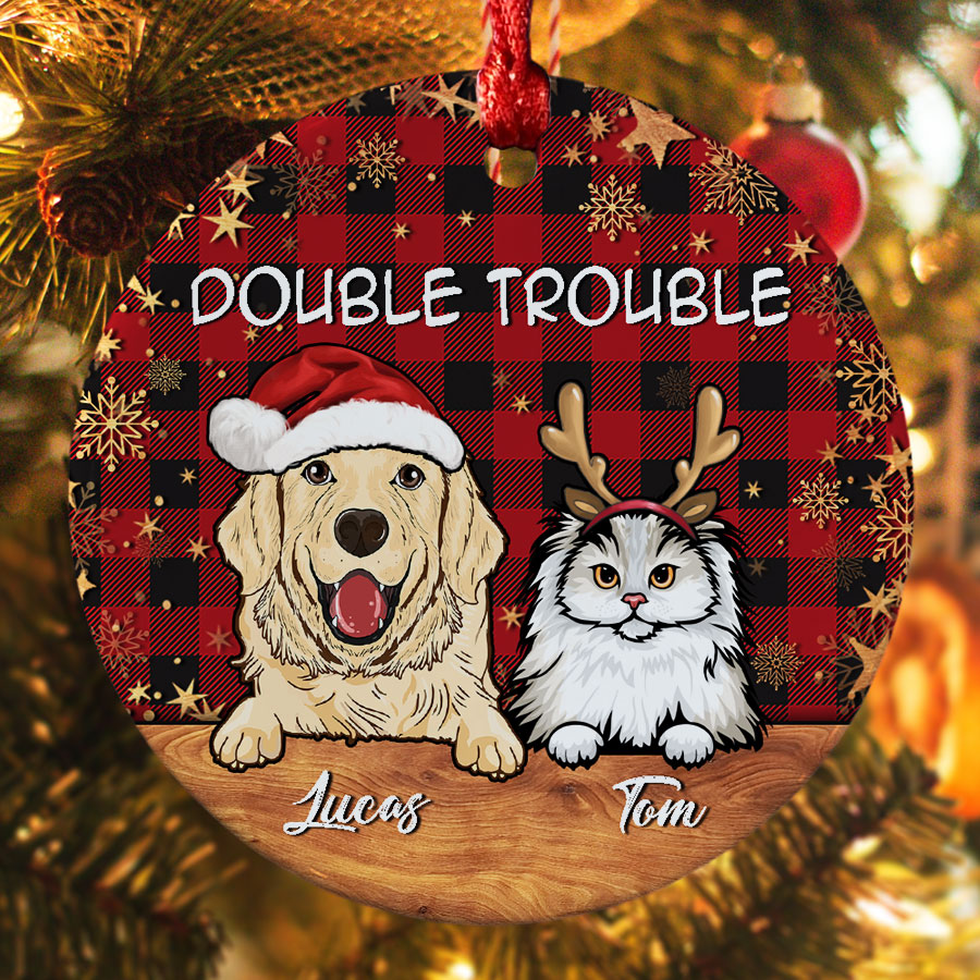 Personalized Dog And Cat Ornaments Custom Pet Ornaments Double