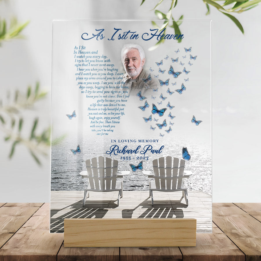 thumbnail image 2 of As I Sit In Heaven - Personalized Memorial Acrylic Plaque, Memorial Pl Memorial Plaque Remembrance Memorial Sympathy Gift 2 of 14