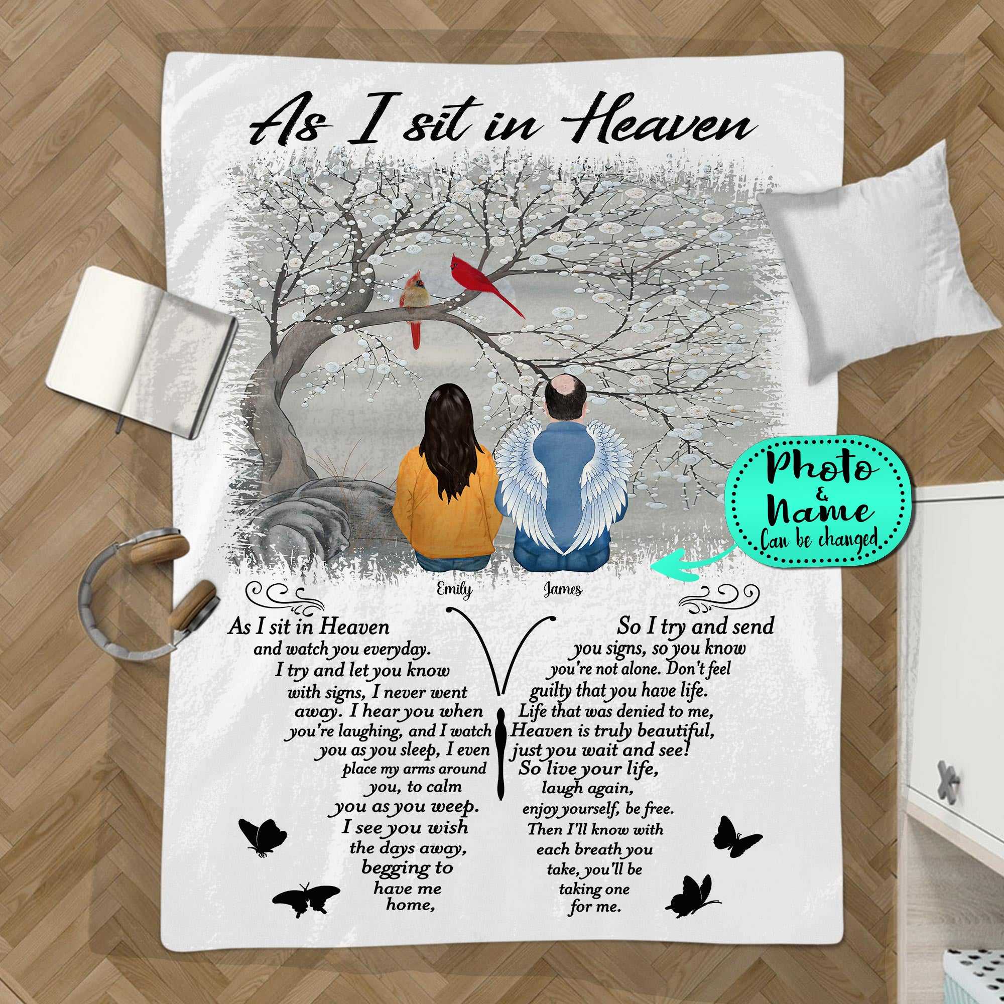 Custom Personalized Memorial Blankets As I Sit In Heaven Clipart