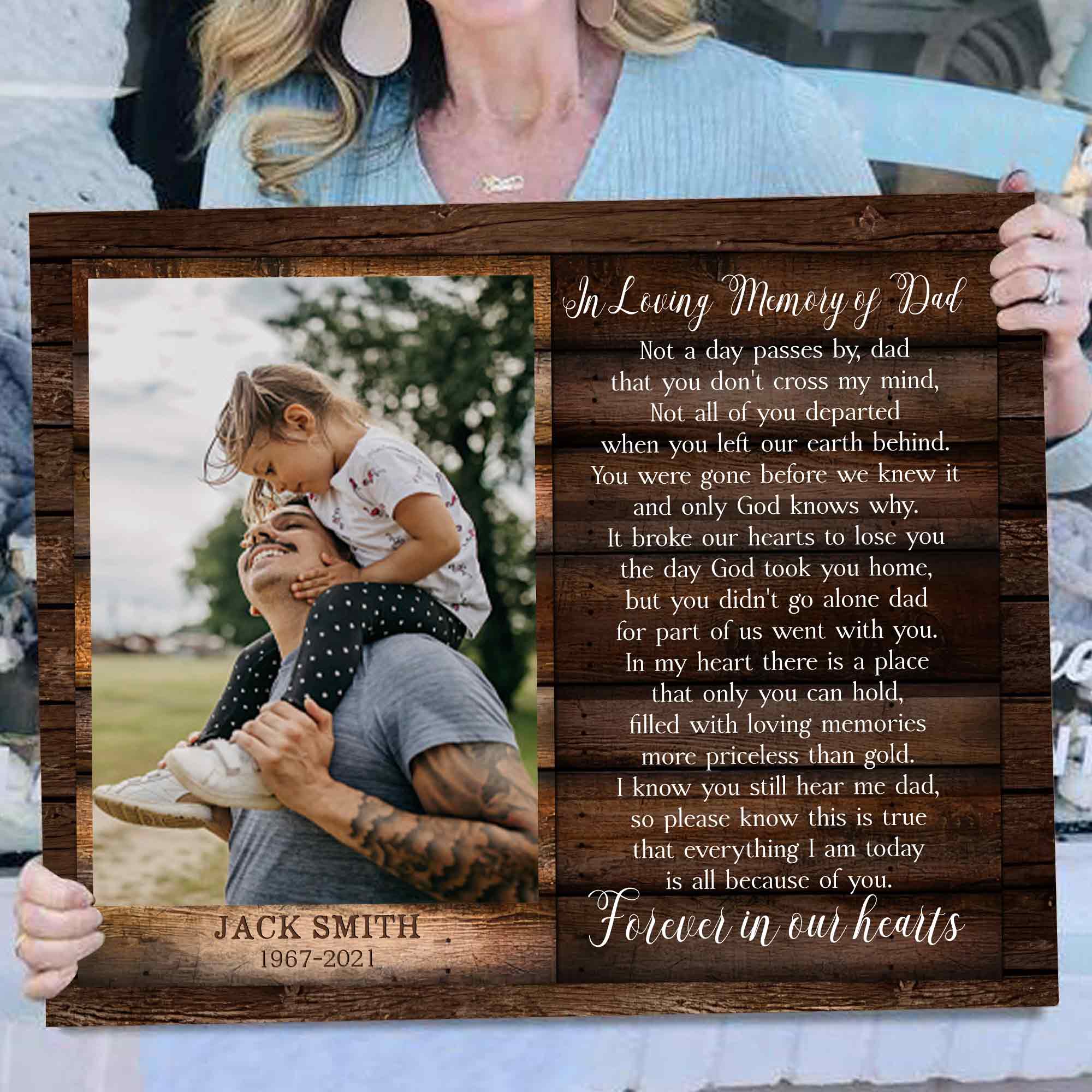 Personalized Memorial Gifts With Photo Loss Of Father, Fathers Day Gift, In Loving Memory Wall Decor, Condolence Gift, Funeral Poem