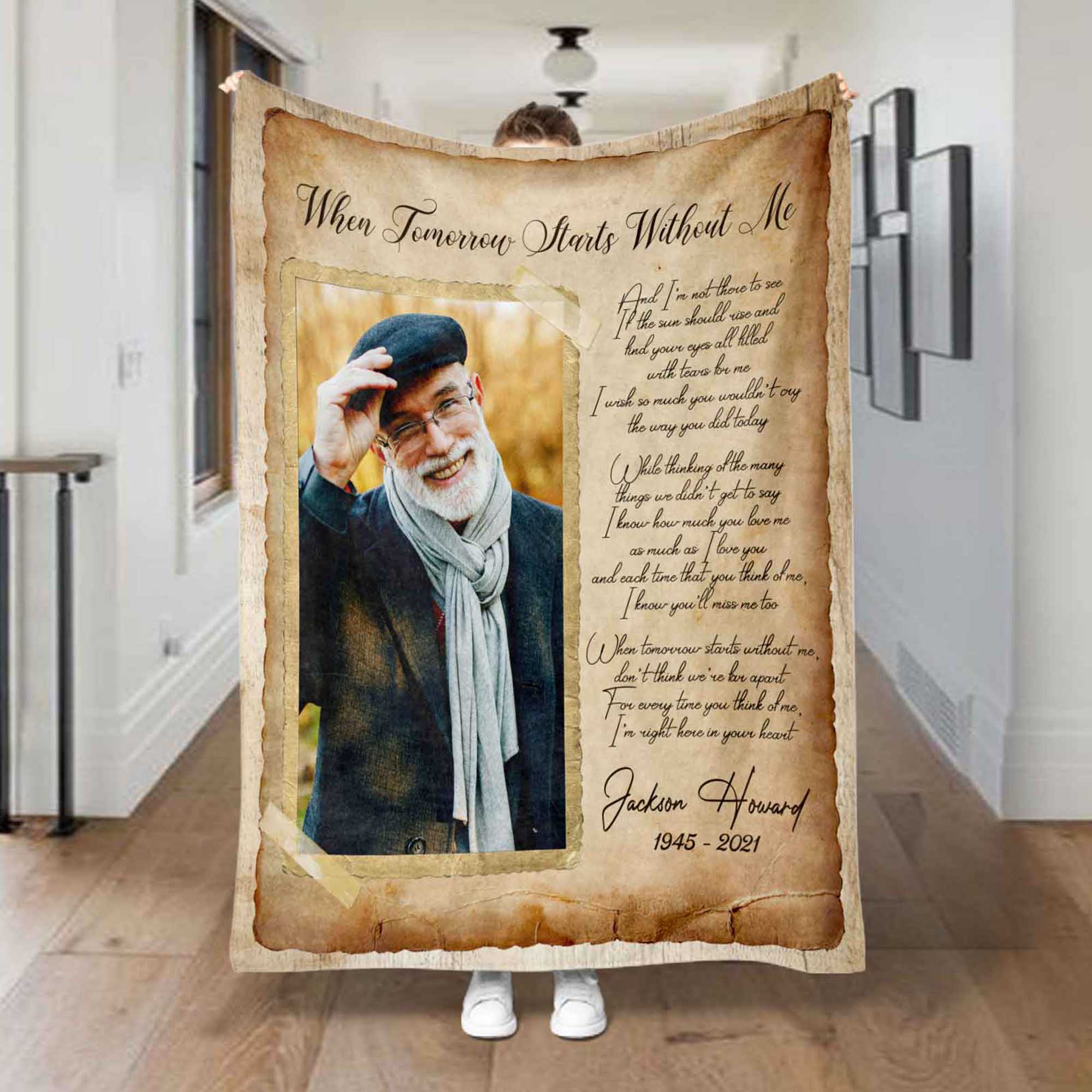 Personalized Memorial Blankets, Letter From Heaven Sympathy Blankets For Loss Of Father
