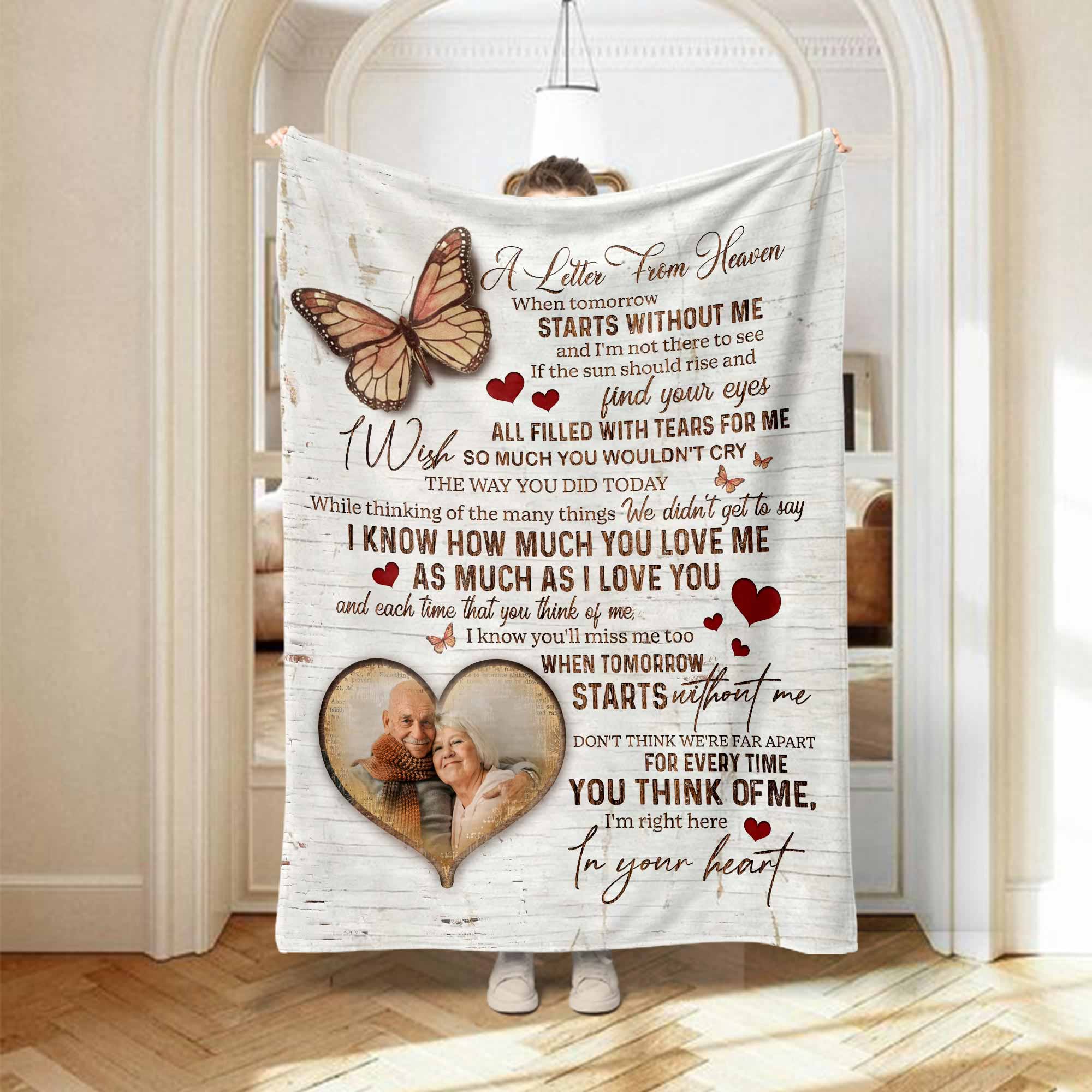 Personalized Memorial Blankets For Loss Of Father, Bereavement Poem A Letter From Heaven