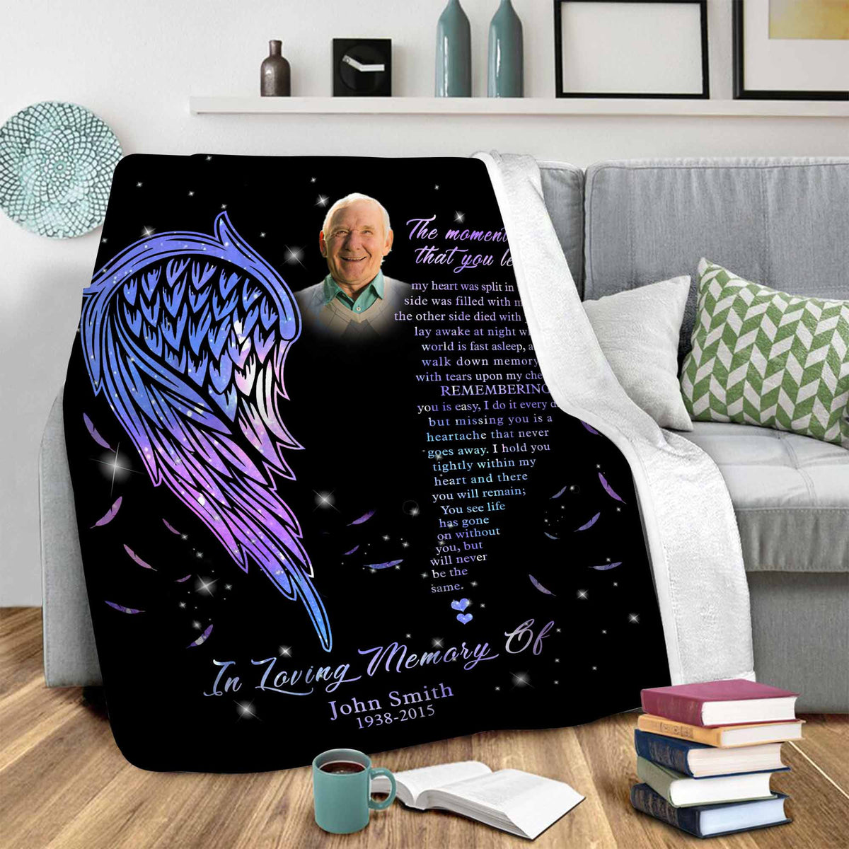 Memorial Blankets With Pictures For Loss Of Father, Fathers Day Gift