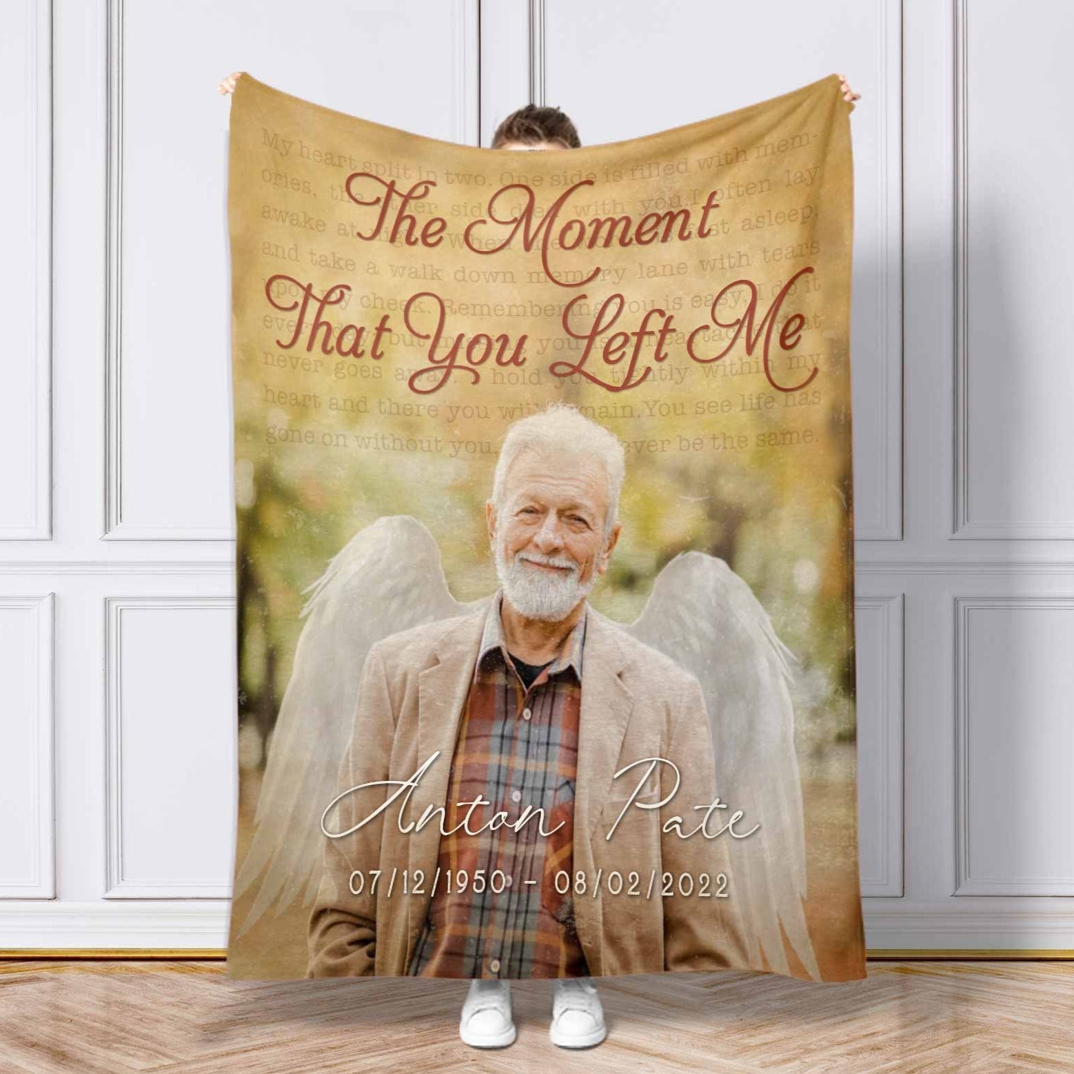 The Moment That You Left Me Memorial Blankets With Photo, Sympathy Blanket For Funeral, Personalized Memorial Blankets