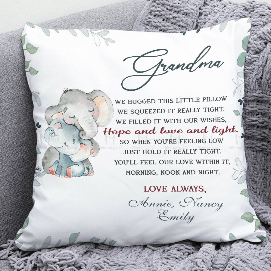 Grandma Pillow With Grandkids Names Elephant Throw Pillow for Mother