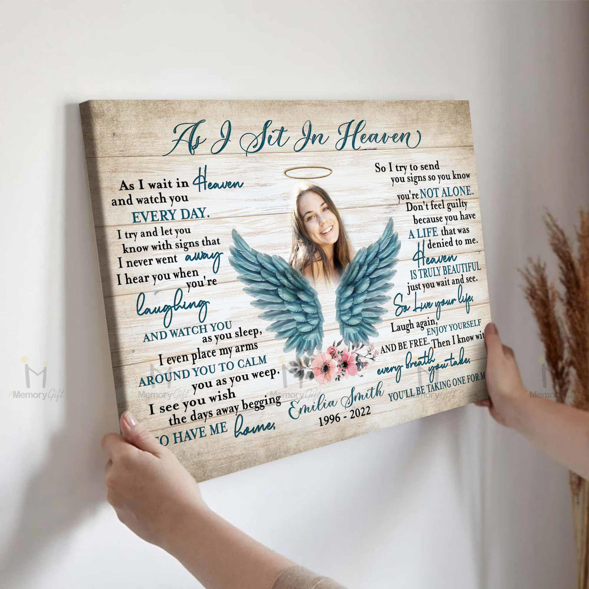 Memorial Gifts for Loss of Daughter As I Sit in Heaven Canvas