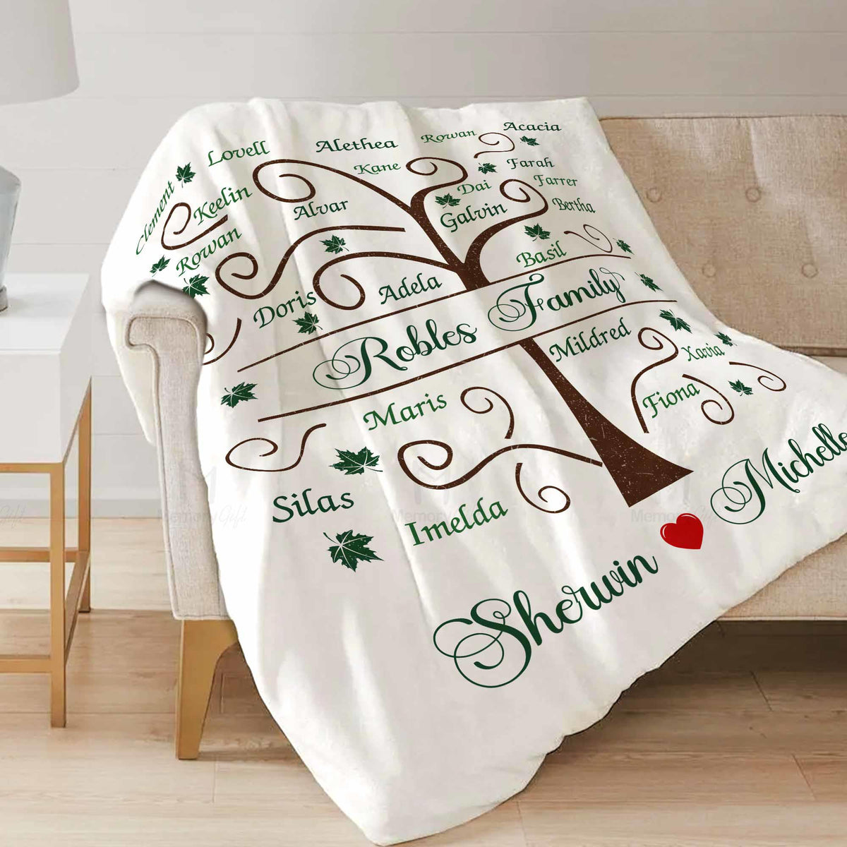 Personalized Fleece Blanket 50th Anniversary Gift Family Heart Tree With Custom Children Grandchildren Name Gift For offers Parent 50th Grandparent