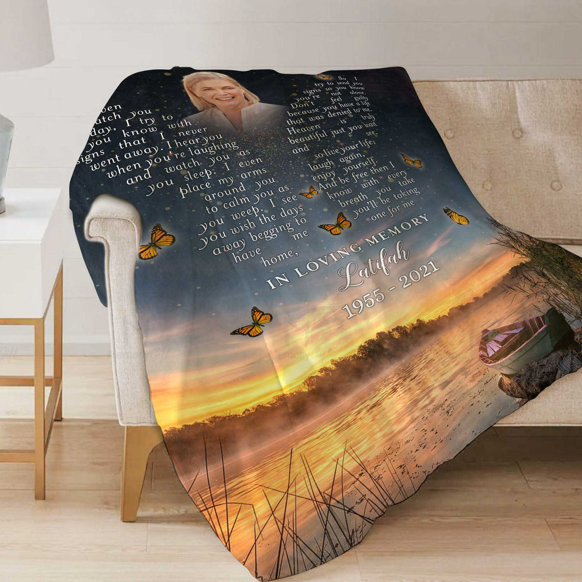 Sympathy Blanket for Funeral for Loss of Mother, as I Sit in Heaven
