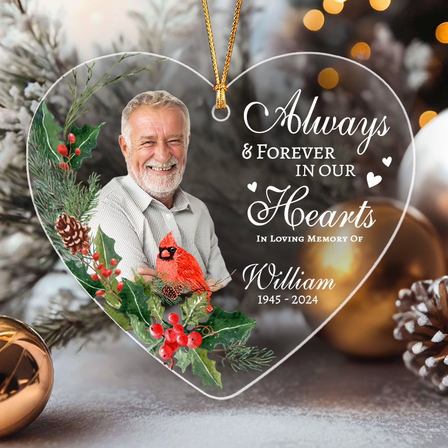 Always And Forever In Our Hearts Custom Memorial Ornament