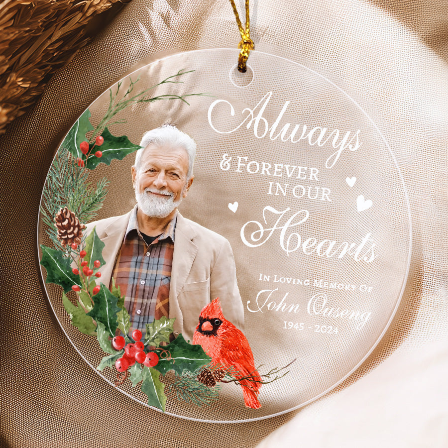 Always And Forever In Our Hearts Ornament With Red Cardinal