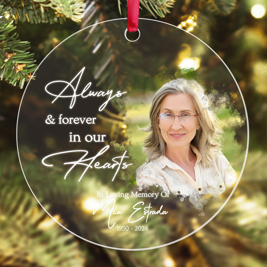 Always and Forever in Our Heart Acrylic Ornament with Picture