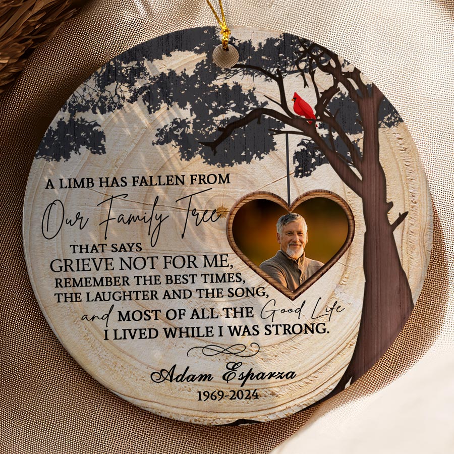 Memorial Ornament | A Limb Has Fallen Ceramic Circle Ornament With ...