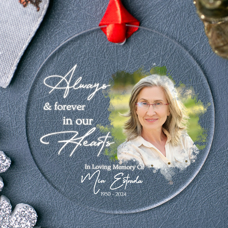 Always and Forever in Our Heart Acrylic Ornament with Picture