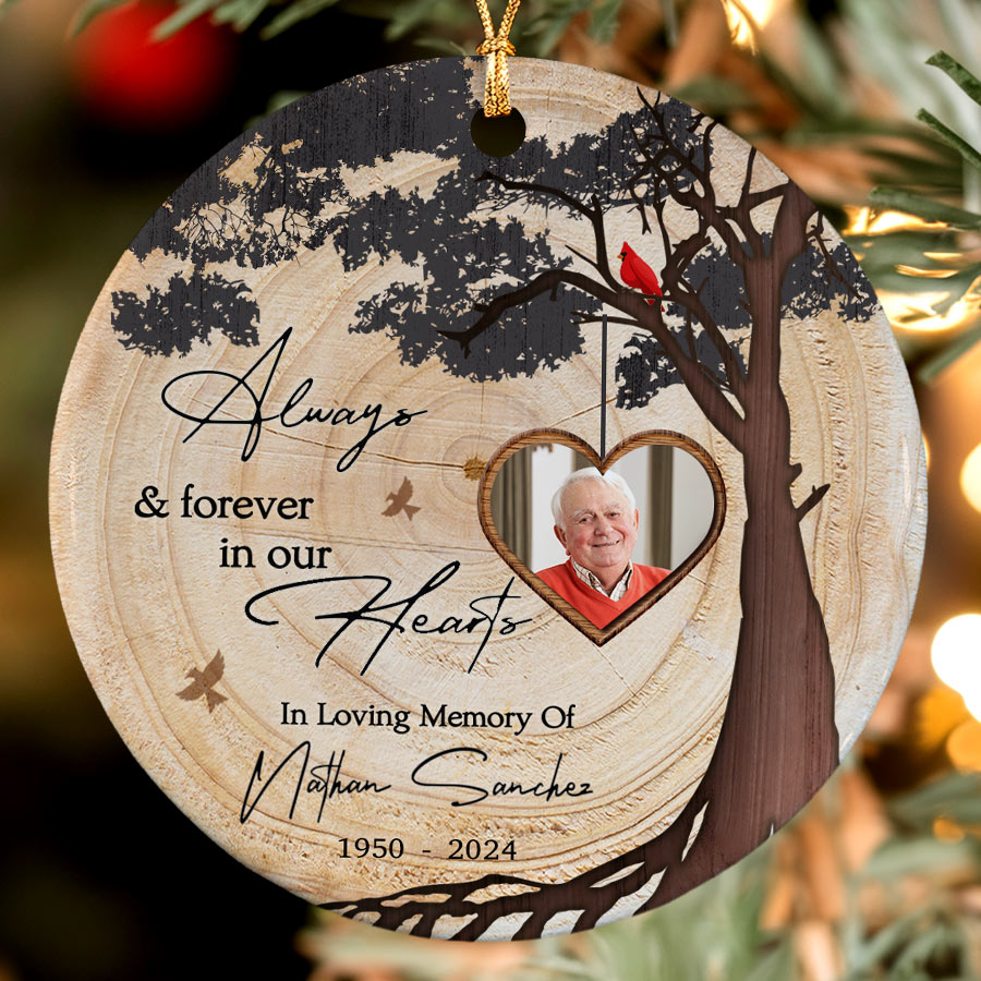 Always and Forever in Our Heart Red Cardinal Christmas Ornaments