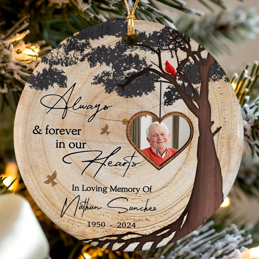 Always and Forever in Our Heart Red Cardinal Christmas Ornaments