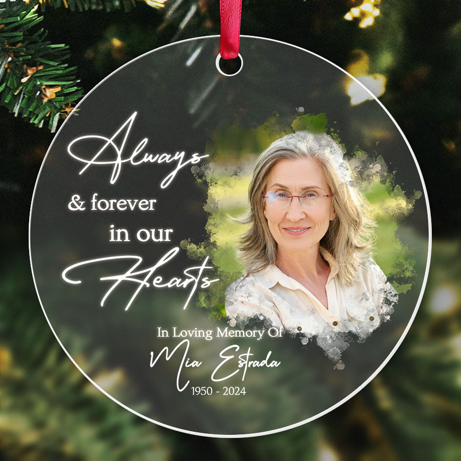 Always and Forever in Our Heart Acrylic Ornament with Picture