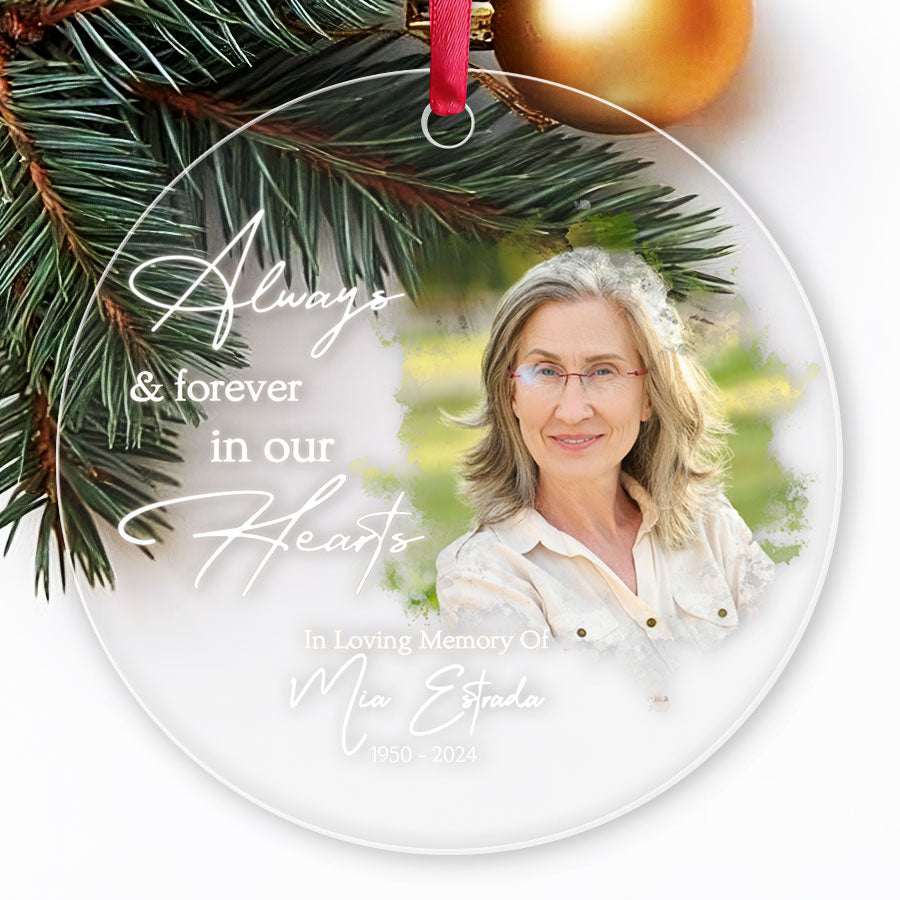 Always and Forever in Our Heart Acrylic Ornament with Picture