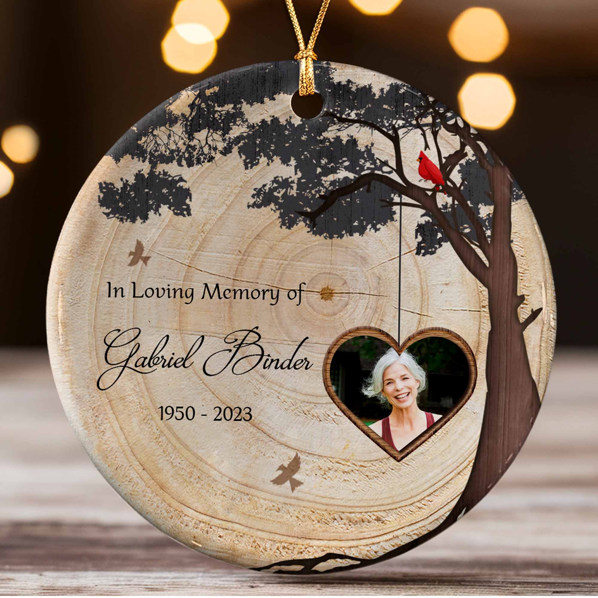 In Loving Memory Personalised Ceramic Circle Ornament