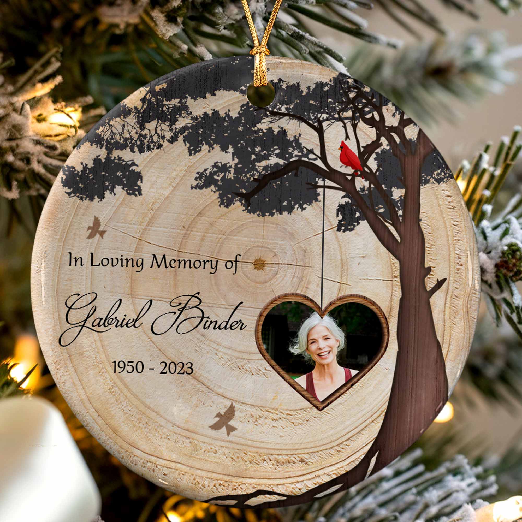 In Loving Memory Personalised Ceramic Circle Ornament