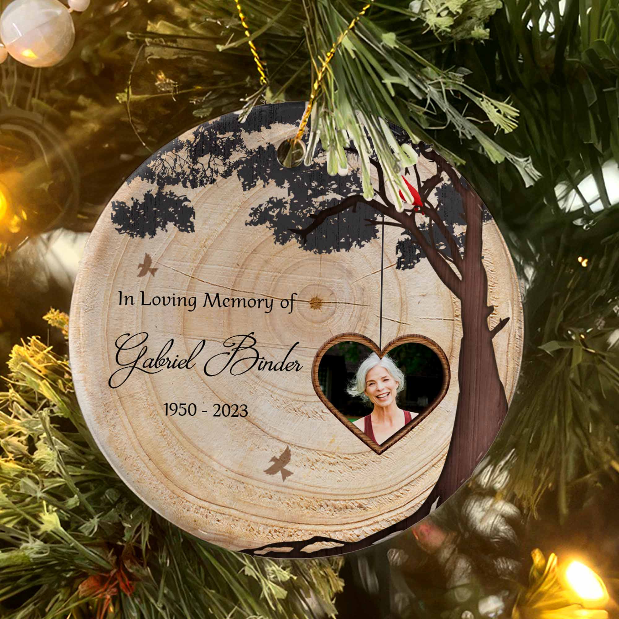 In Loving Memory Personalised Ceramic Circle Ornament