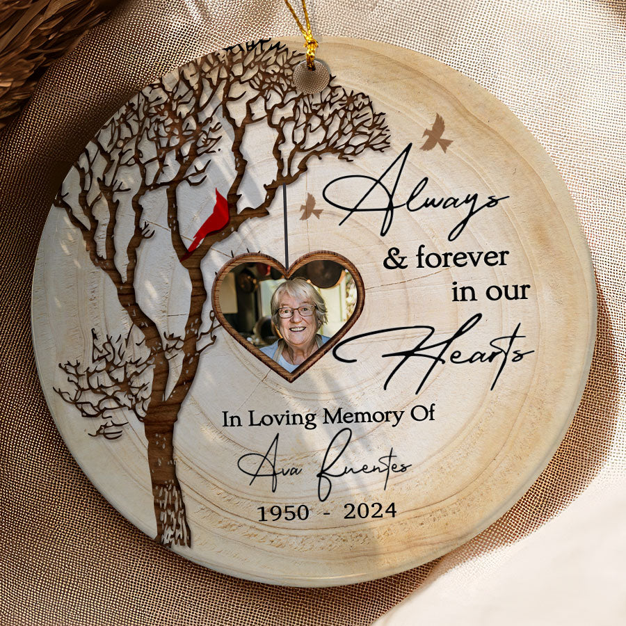 Always and Forever in Our Heart  Custom Photo Ceramic Ornament