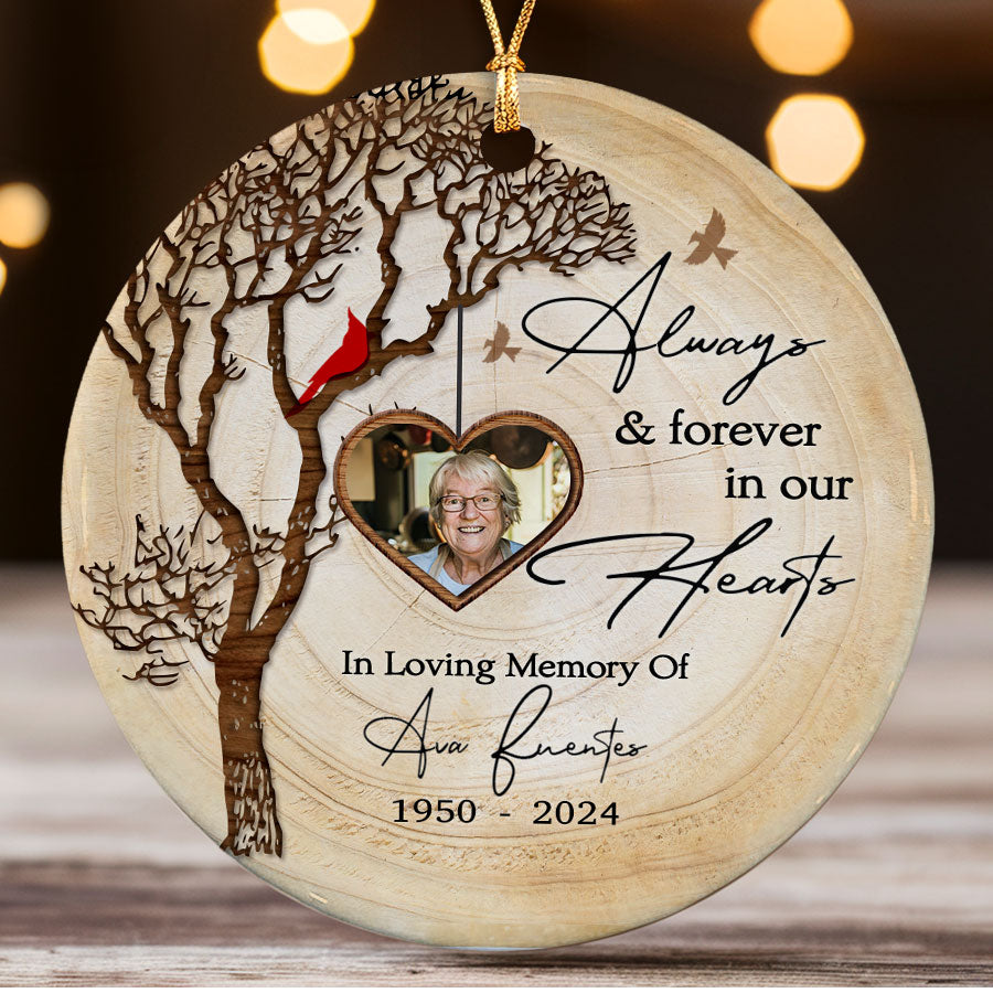 Always and Forever in Our Heart  Custom Photo Ceramic Ornament