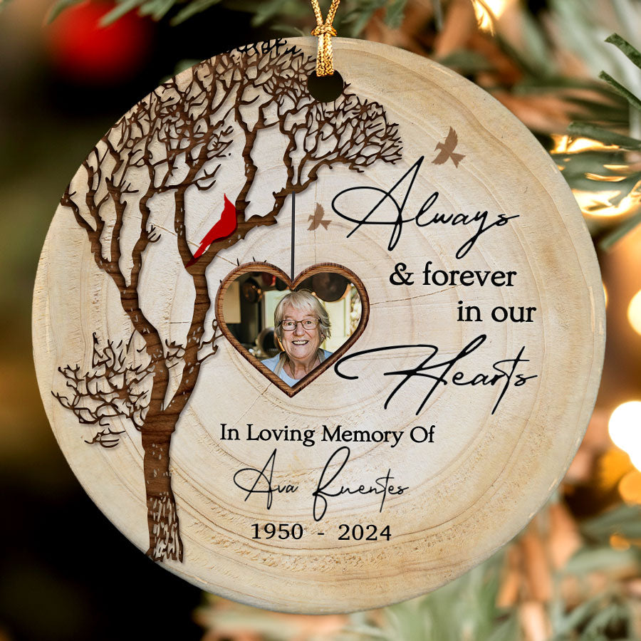 Always and Forever in Our Heart  Custom Photo Ceramic Ornament