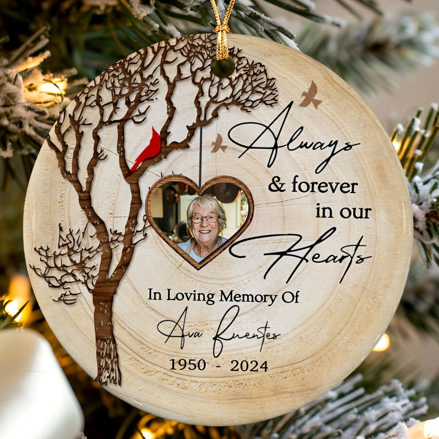 Always and Forever in Our Heart  Custom Photo Ceramic Ornament