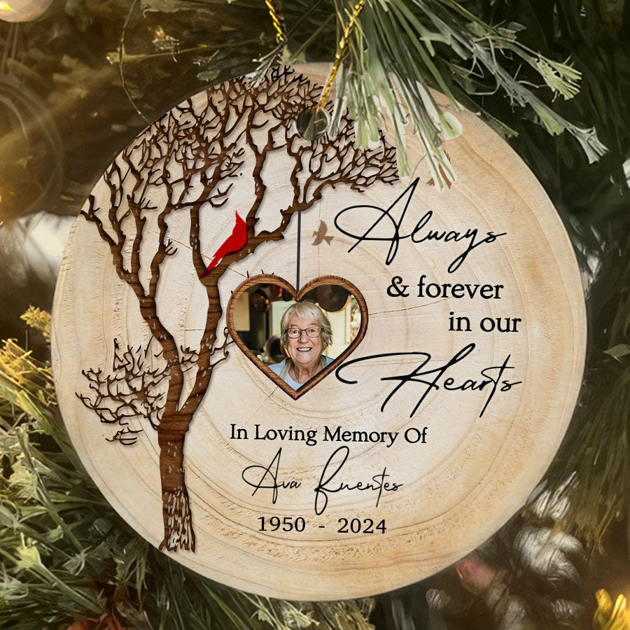 Always and Forever in Our Heart  Custom Photo Ceramic Ornament