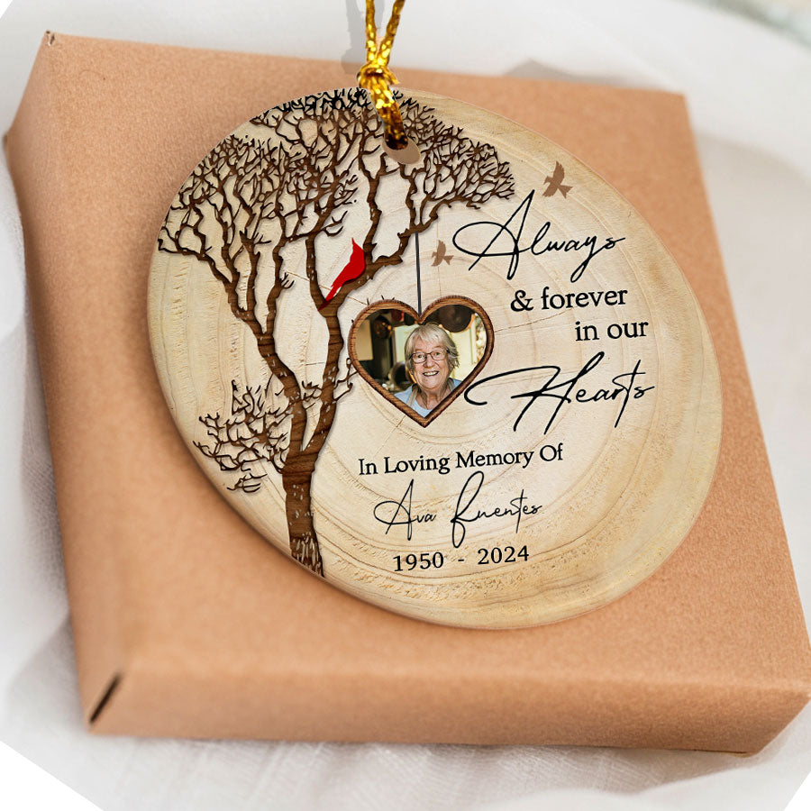 Always and Forever in Our Heart  Custom Photo Ceramic Ornament