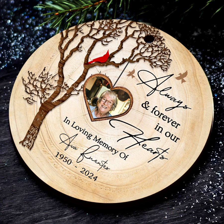 Always and Forever in Our Heart  Custom Photo Ceramic Ornament