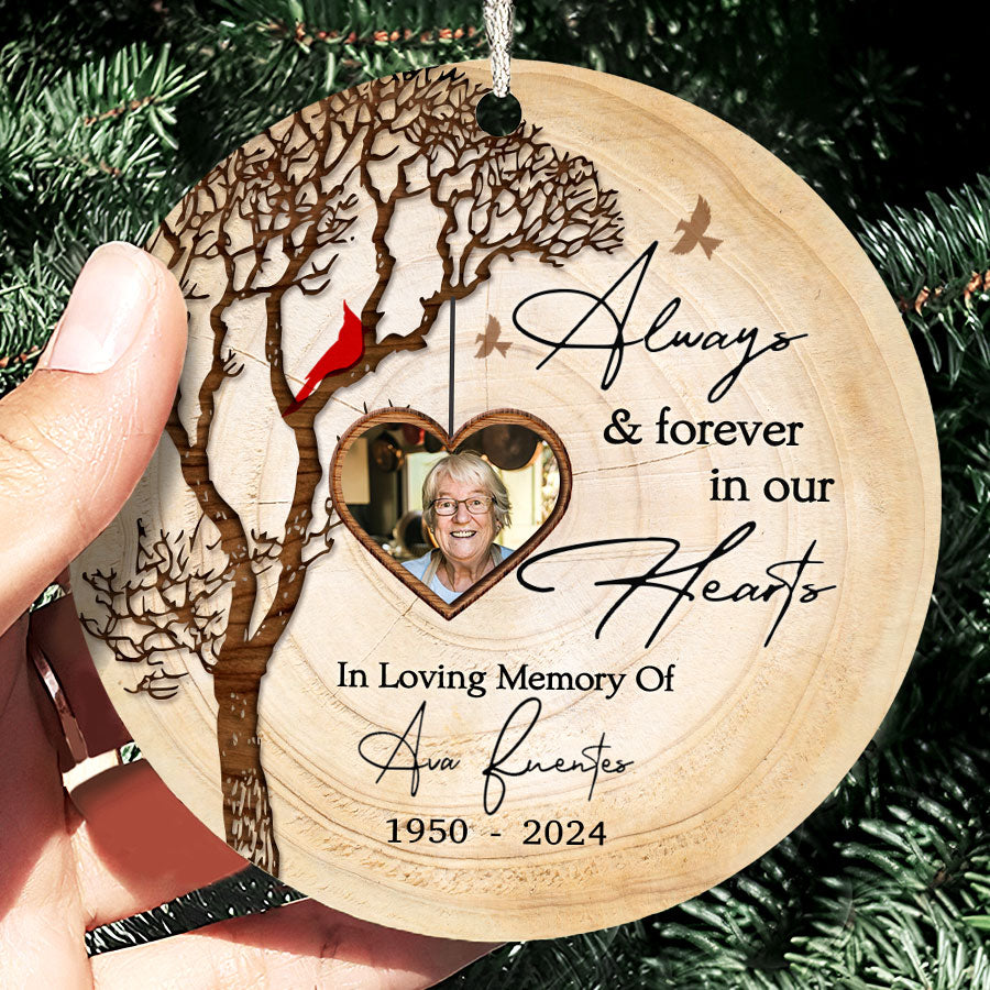 Always and Forever in Our Heart  Custom Photo Ceramic Ornament