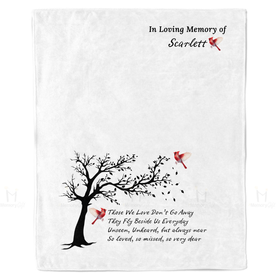 Custom Name Memorial Blanket With Red Cardinal