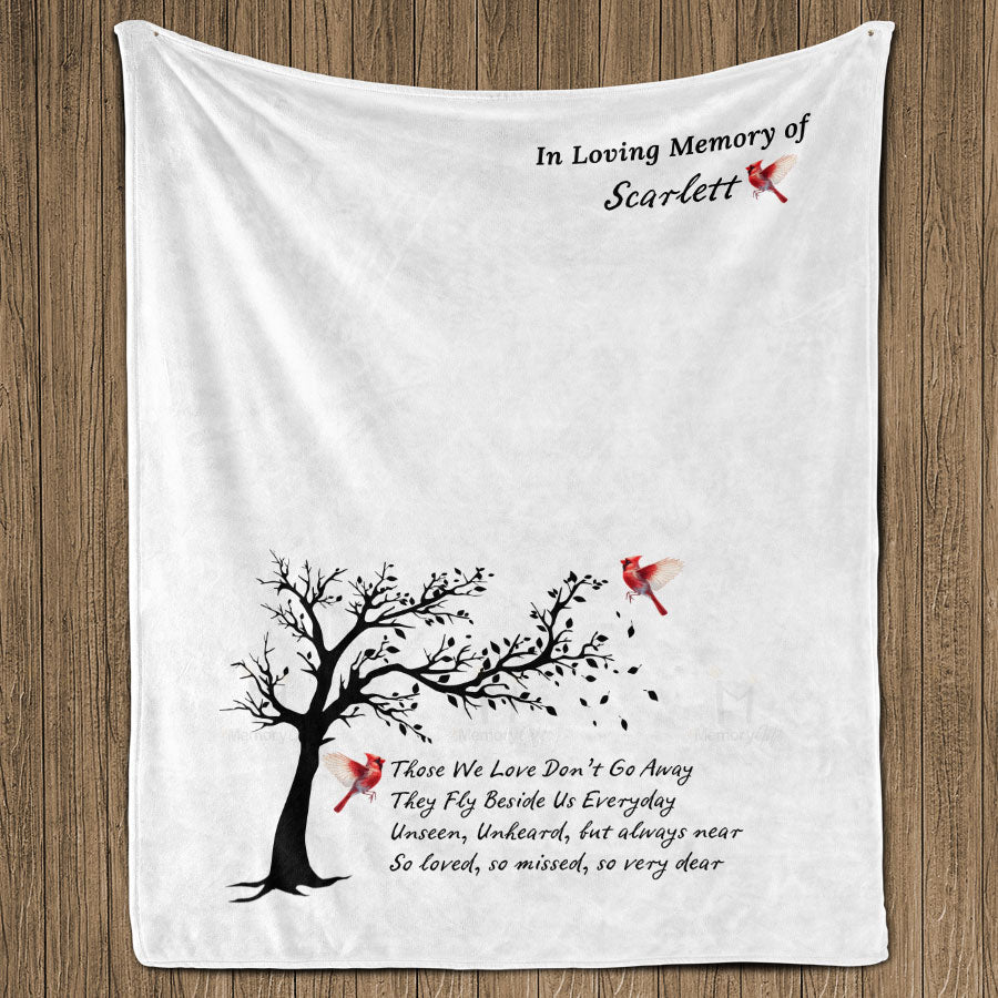 Custom Name Memorial Blanket With Red Cardinal