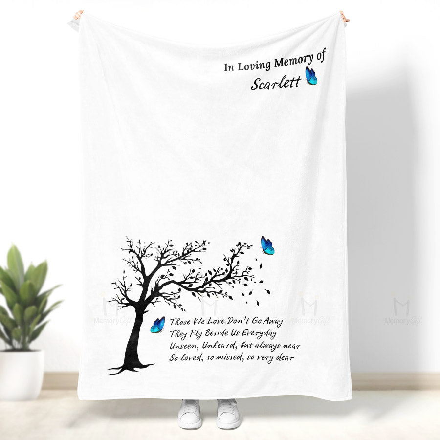 Custom Name Memorial Blanket With Butterfly