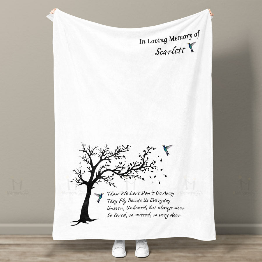 Custom Name Memorial Blanket With Humming Bird