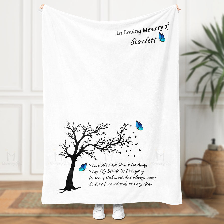 Custom Name Memorial Blanket With Butterfly