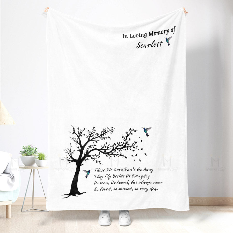 Custom Name Memorial Blanket With Humming Bird