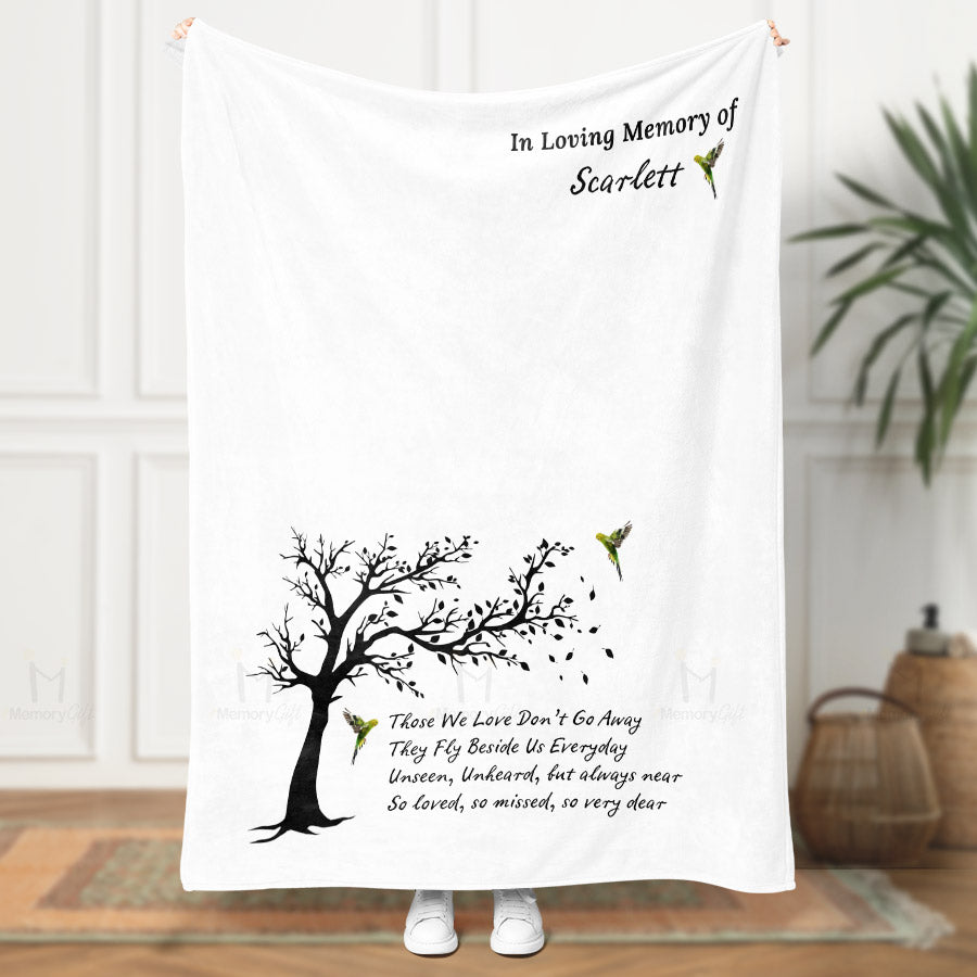 Custom Name Memorial Blanket With Budgie