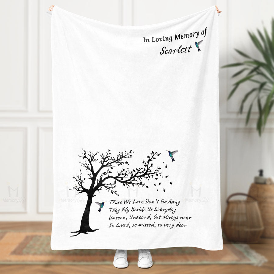 Custom Name Memorial Blanket With Humming Bird