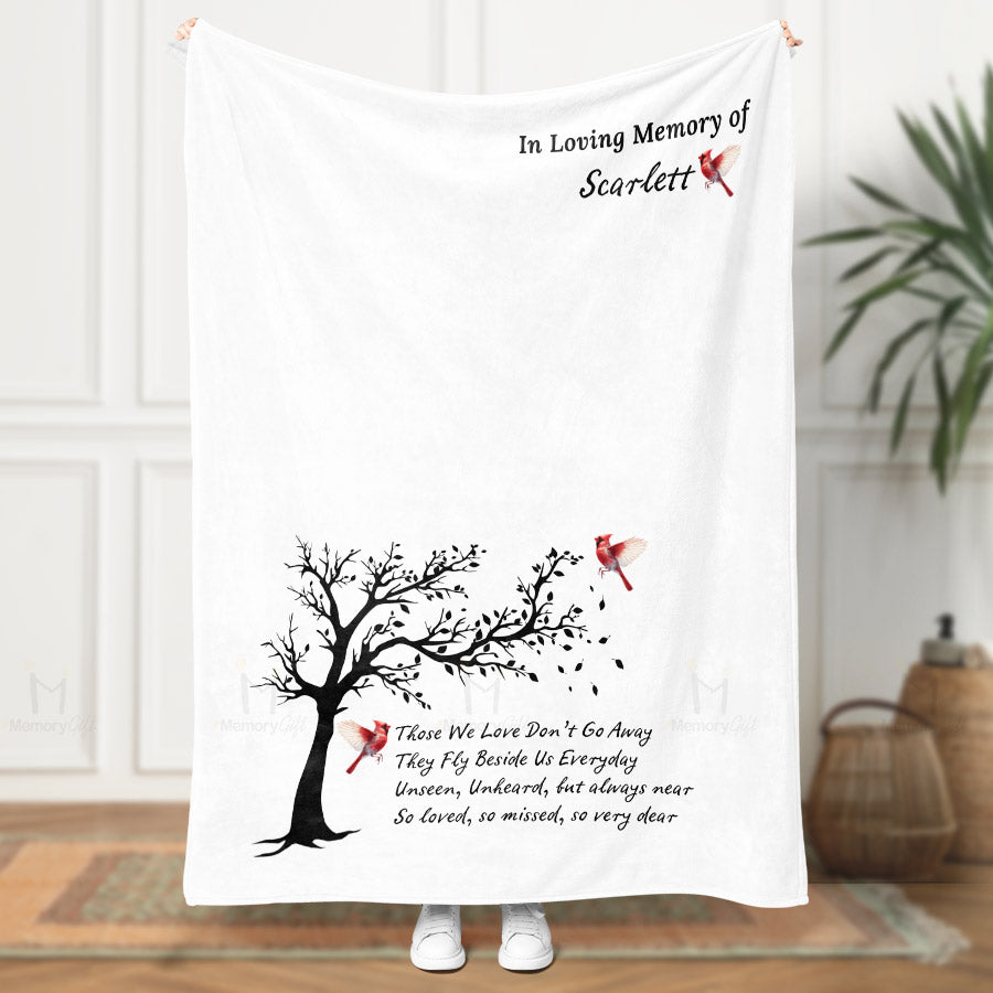 Custom Name Memorial Blanket With Red Cardinal