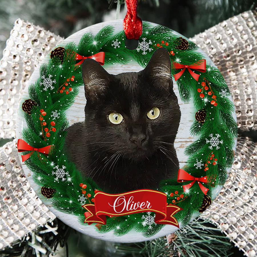 Black Cat Ornament | Custom Cat Ornament | Pet Picture Ornament ...