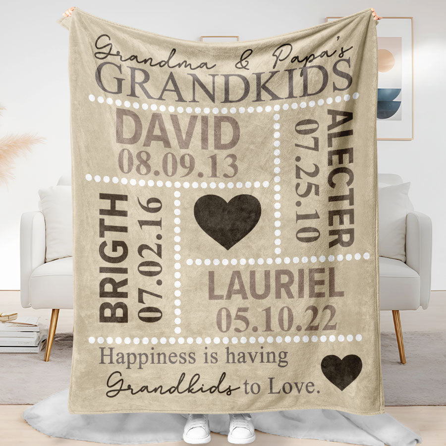 Personalized Grandma Blanket With Grandkids Names