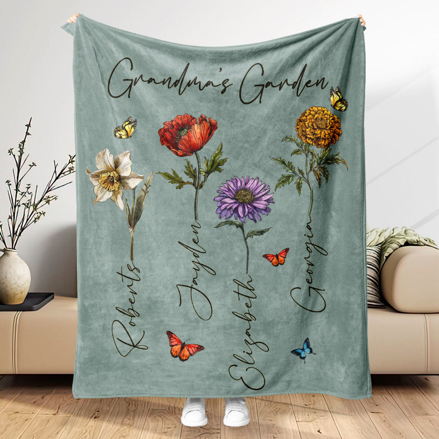 Blanket Grandma | Custom Grandma’S Garden Blanket | Customized Grandma ...