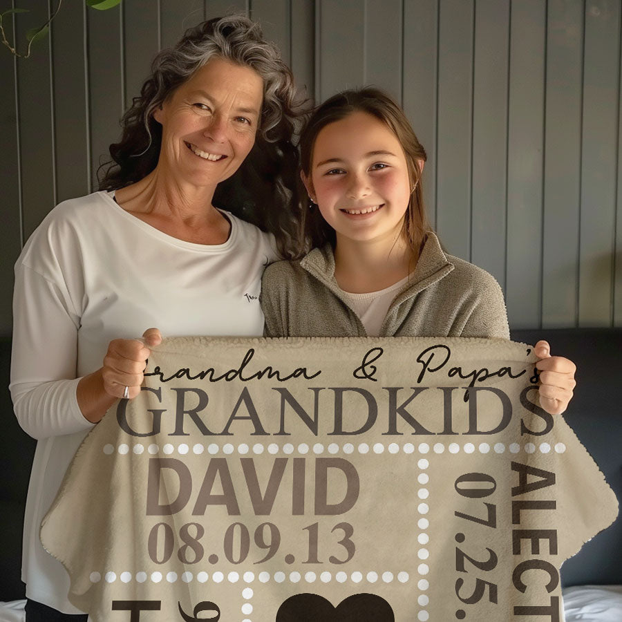 Personalized Grandma Blanket With Grandkids Names