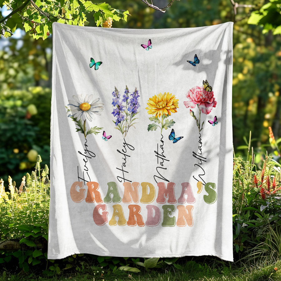 Custom Grandma’s Garden Birth Flowers Blanket