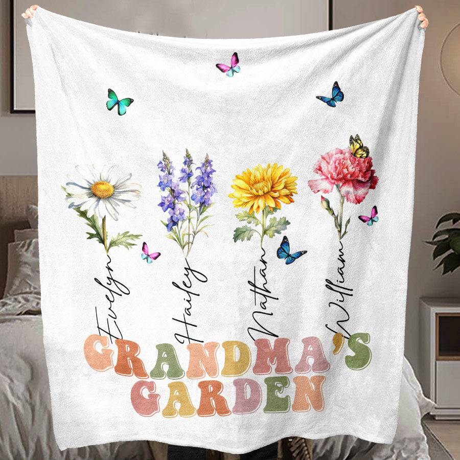 Custom Grandma’s Garden Birth Flowers Blanket