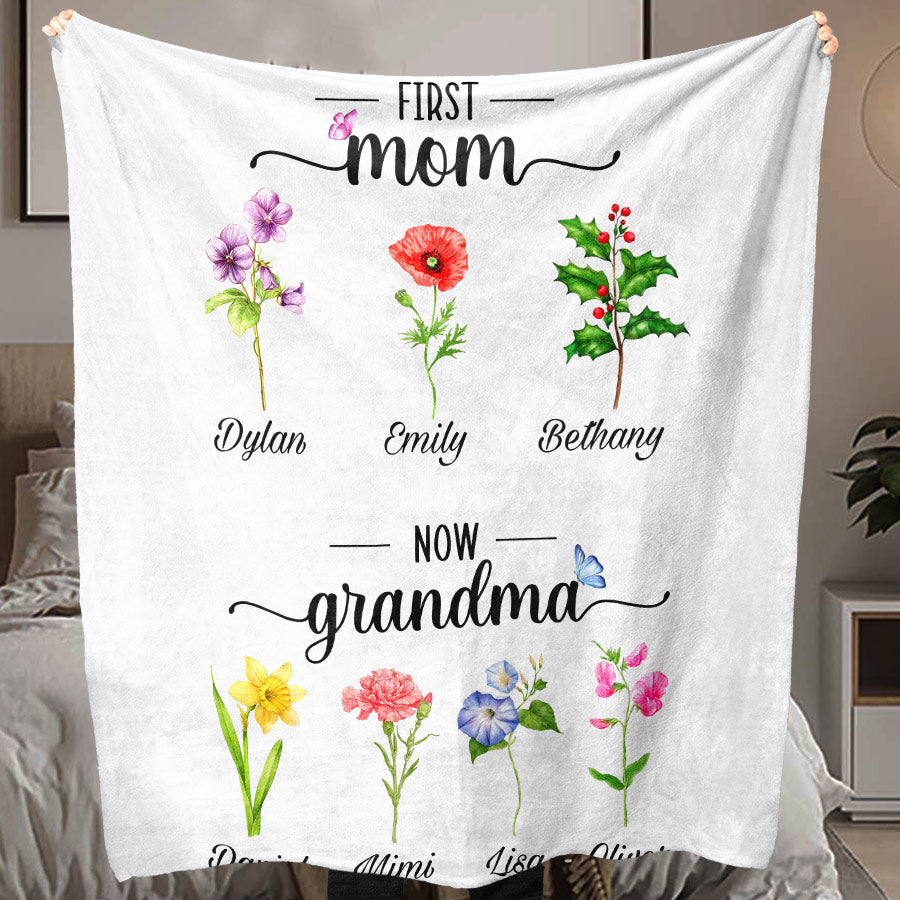 First Mom Now Grandma Blanket